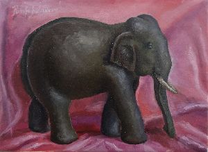 the Statue of Elephant, Oil Painting