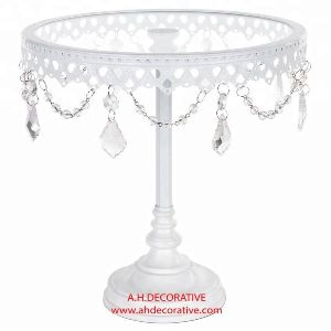 White Pillar Cake Stand With Mirror Top