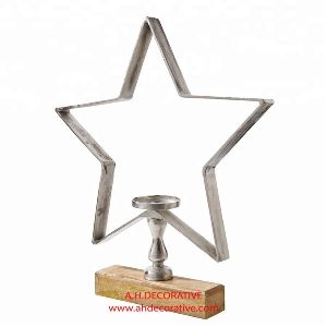 Wooden Base Star T-Light Holder