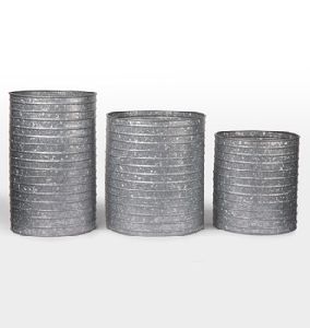 Natural Finished Metal Galvanized Cylinder Planters