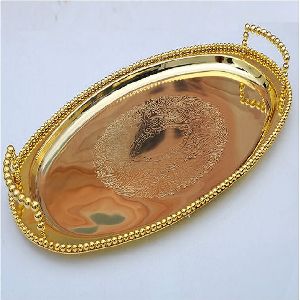 gold plated oval fancy tray