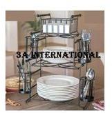 Double tiers kitchen plate rack