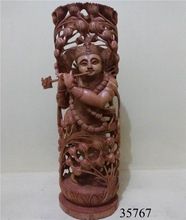 HANDCRAFTED WOODEN KRISHNA RELIGIOUS STATUES