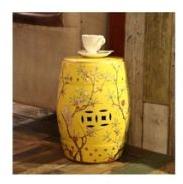 Yellow enamel Drum side table