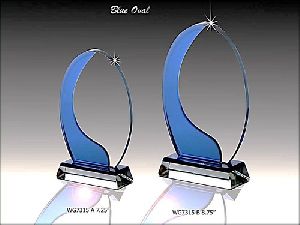 Crystal Blue Oval Trophy