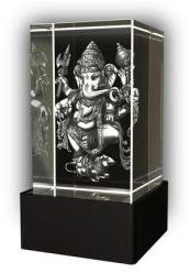 5x5x8 Cm 3D Laser Engraved Ganesha Crystal Cube