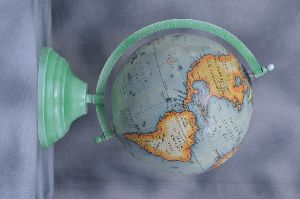 iron base world globe with green powder coating
