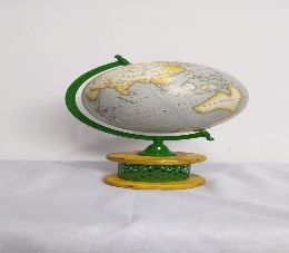 Wood Based World Globe With Powder Coatin