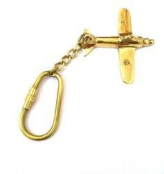 Nautical Brass Airplane Keychain