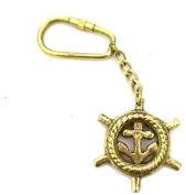 Nautical Brass Captains Ship Wheel Keychain