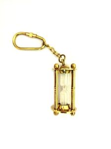 Nautical Solid Brass Hourglass Keychain