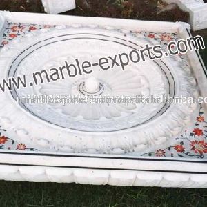 White Marble Inlay Fountain