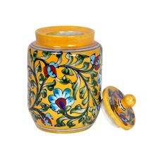 Yellow Floral Printed Kitchenware JAR