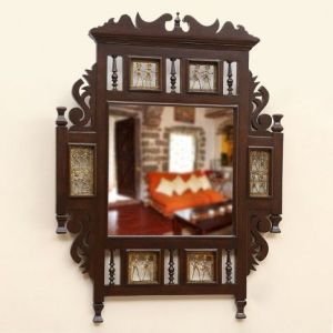 teak wood maharaja wall mirror