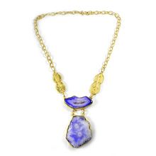 Dyed purple druzy gemstone necklace