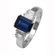 White gold with blue sapphire studded ring