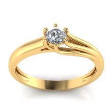 Daily Wear Sleek Small Diamond Solitaire Solid Gold Ring