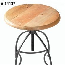 Wooden top metal garden stool
