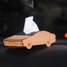 Net Shape Car Wooden Tissue Box