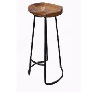 Antique Industrial Long Round Bar Stool