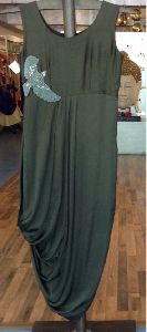 Military Green Draped Dress