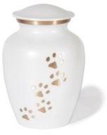 White Paw Print Brass Pet Cremation Urns