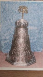 Wooden & Silver Meru Parvat Singhasan Carving Work