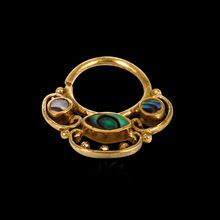 Gold Plated Abalone Shell Gemstone Nose Ring