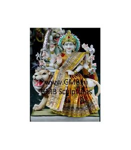 White Marble Sherawali Maa Murti