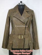 sheep leather double breasted coat