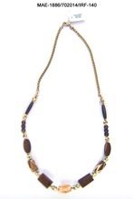 Wooden Necklace With Metal Chain