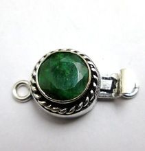 antique silver emerald stone single strand