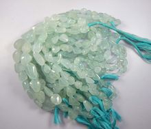 natural Blue aquamarine smooth tumble shape beads