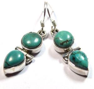 Turquoise Gemstones Pure Silver Earring