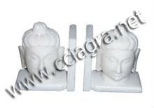 White Alabaster Buddha Head Bookend