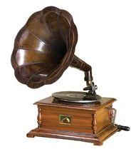 Wooden Square Antique Style Desk Gramophone