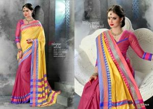 Plain Saree With Lace Border