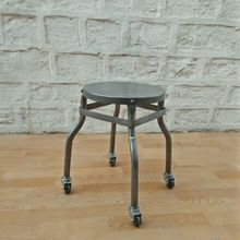 Antique Metal Stool with Wheels