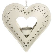 White Powder Coated Heart Shape Christmas Hanging