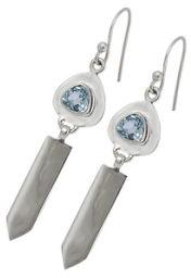 Triangle Shape Blue Topaz Gemstone earring