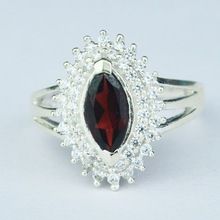 Silver garnet cz Gemstone ring