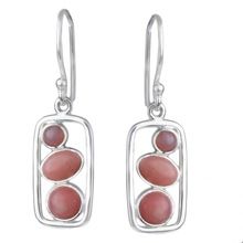 silver pink opal earrings