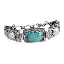 turquoise and pearl ethnic bracelet