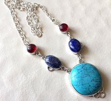 Turquoise Lapis Cab Necklace