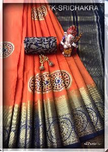 TK-SRICHAKRA Tussar Silk Saree