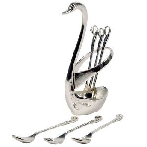 Silver Polished Swan statue