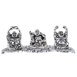White Metal laughing buddha set