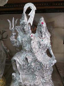 Shiva Parvati Silver Statue