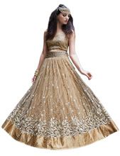 Womens Marvellous Semi-Stitched Beige Colour Stylish Lehenga