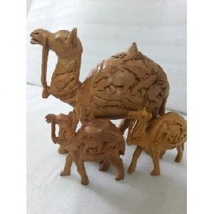 Hand Carved Wood Camel Statue